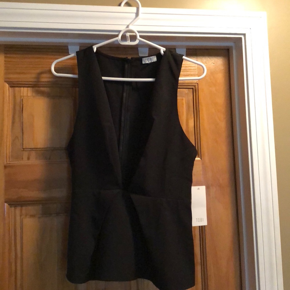 TOBI low cut black dress shirt